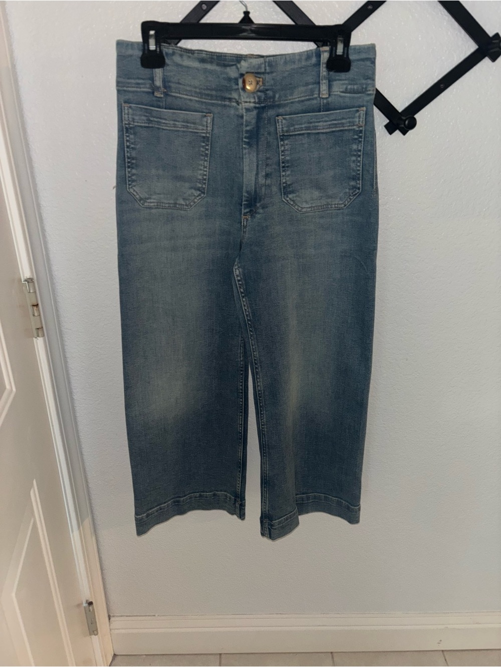 Anthropologie Maeve The Colette Crop Wide Leg Jeans Light Wash 27P - Picture 4 of 6